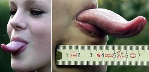 8. 舌头最长的女人
安妮卡易默乐是一位漂亮的德国女孩，最